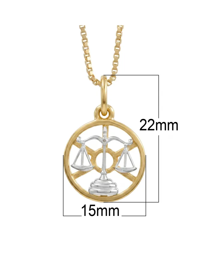 18K Gold Plated Libra Zodiac Sign Pendant | Sterling Silver Astrology Jewelry