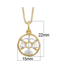 18K Gold Plated Libra Zodiac Sign Pendant | Sterling Silver Astrology Jewelry