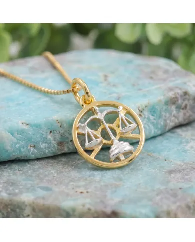 18K Gold Plated Libra Zodiac Sign Pendant | Sterling Silver Astrology Jewelry