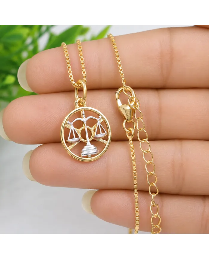 18K Gold Plated Libra Zodiac Sign Pendant | Sterling Silver Astrology Jewelry