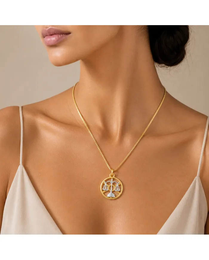 18K Gold Plated Libra Zodiac Sign Pendant | Sterling Silver Astrology Jewelry