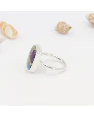 Green Purple Copper Turquoise Ring | 925 Sterling Silver Statement Jewelry