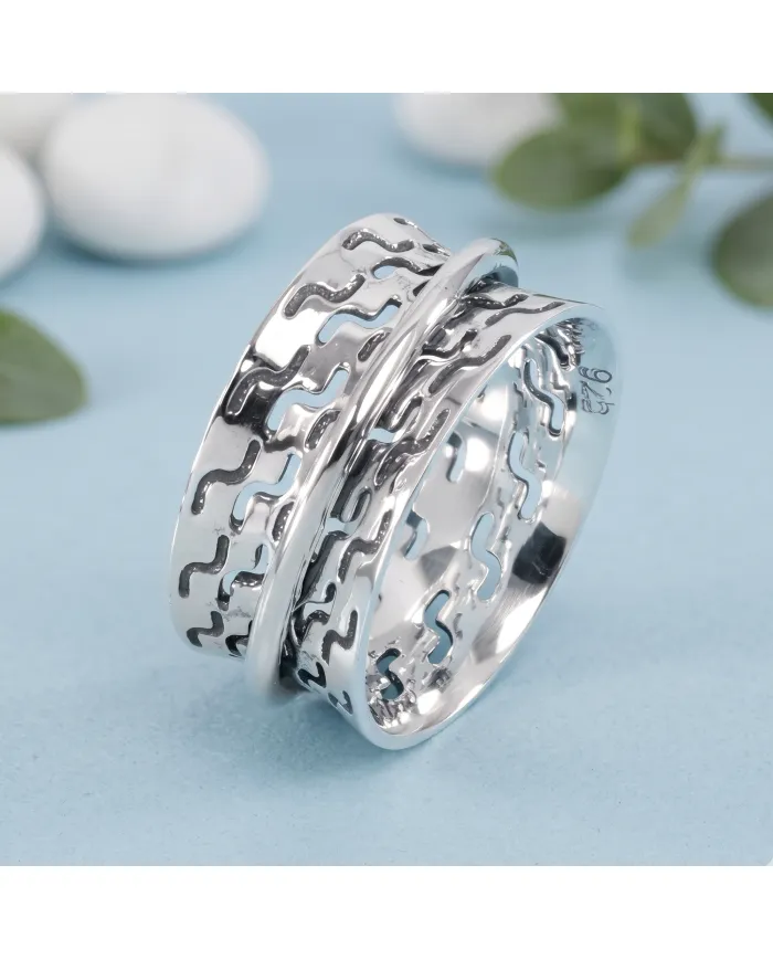 925 Sterling Silver Spinner Ring | Handmade Fidget Anxiety Thumb Band