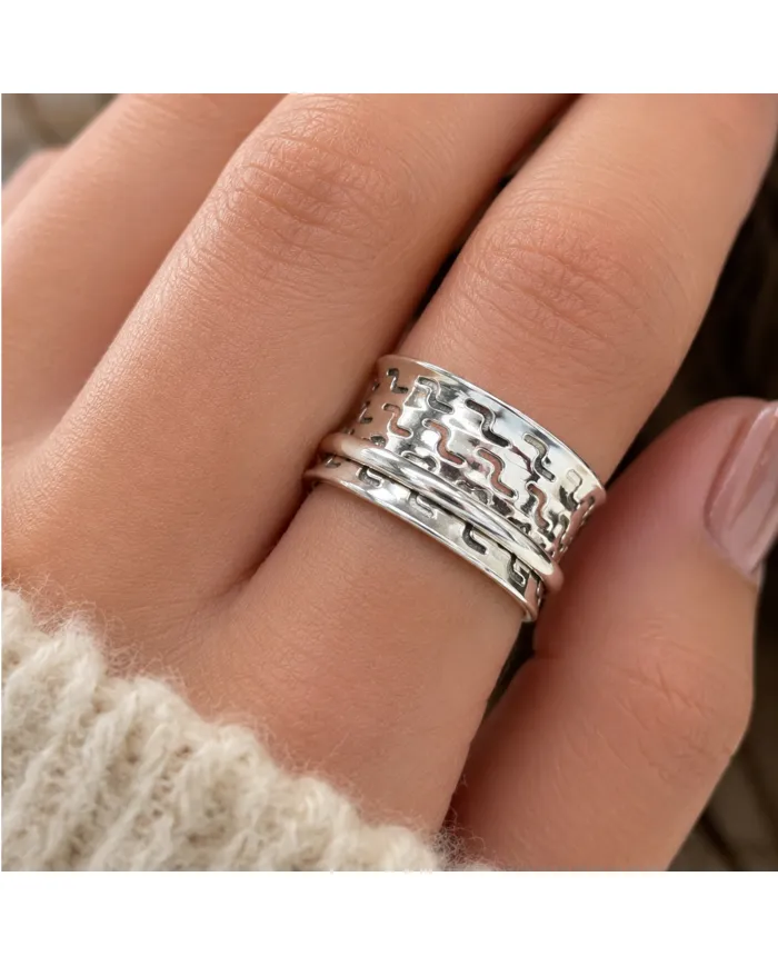 925 Sterling Silver Spinner Ring | Handmade Fidget Anxiety Thumb Band