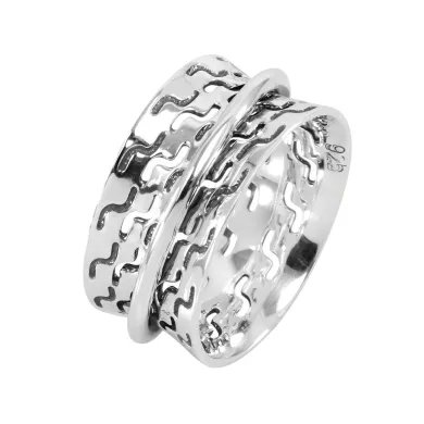 925 Sterling Silver Spinner Ring | Handmade Fidget Anxiety Thumb Band