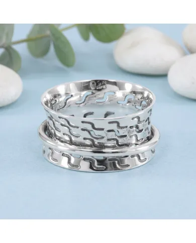 925 Sterling Silver Spinner Ring | Handmade Fidget Anxiety Thumb Band