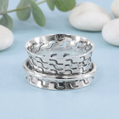 925 Sterling Silver Spinner Ring | Handmade Fidget Anxiety Thumb Band