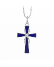 Lapis Lazuli Cross Pendant 925 Sterling Silver Handmade Christmas Gift