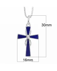 Lapis Lazuli Cross Pendant 925 Sterling Silver Handmade Christmas Gift