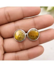 Pietersite Round Gemstone Cufflinks | 925 Sterling Silver Gift for Men