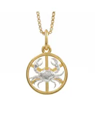 Cancer Zodiac Pendant 18K Gold Plated Handmade Two-Tone Necklace