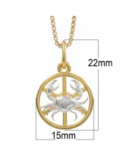 Cancer Zodiac Pendant 18K Gold Plated Handmade Two-Tone Necklace