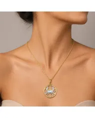 Cancer Zodiac Pendant 18K Gold Plated Handmade Two-Tone Necklace