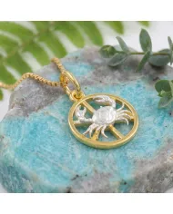Cancer Zodiac Pendant 18K Gold Plated Handmade Two-Tone Necklace