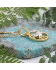 Cancer Zodiac Pendant 18K Gold Plated Handmade Two-Tone Necklace