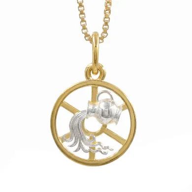 Aquarius Zodiac Pendant | 18K Gold-Plated Two-Tone Astrology Jewelry