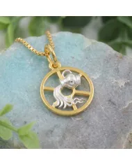 Aquarius Zodiac Pendant | 18K Gold-Plated Two-Tone Astrology Jewelry