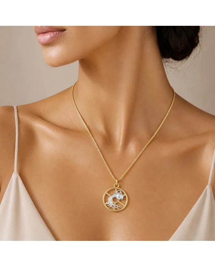 Aquarius Zodiac Pendant | 18K Gold-Plated Two-Tone Astrology Jewelry