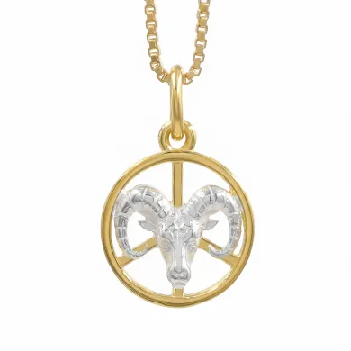 Aries Zodiac Sign Pendant | 18K Gold Plated Two Tone Astrology Jewelry