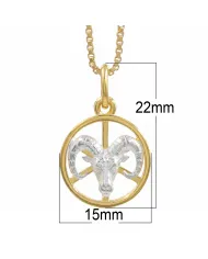 Aries Zodiac Sign Pendant | 18K Gold Plated Two Tone Astrology Jewelry