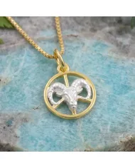 Aries Zodiac Sign Pendant | 18K Gold Plated Two Tone Astrology Jewelry