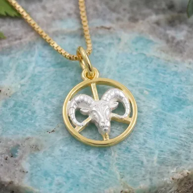 Aries Zodiac Sign Pendant | 18K Gold Plated Two Tone Astrology Jewelry