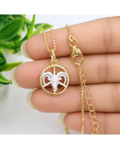 Aries Zodiac Sign Pendant | 18K Gold Plated Two Tone Astrology Jewelry