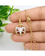 Aries Zodiac Sign Pendant | 18K Gold Plated Two Tone Astrology Jewelry