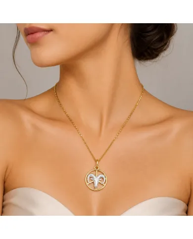 Aries Zodiac Sign Pendant | 18K Gold Plated Two Tone Astrology Jewelry