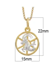 Capricorn Zodiac Sign Pendant 18K Gold Plated Two Tone Silver Jewelry