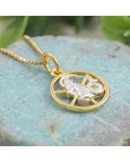 Capricorn Zodiac Sign Pendant 18K Gold Plated Two Tone Silver Jewelry