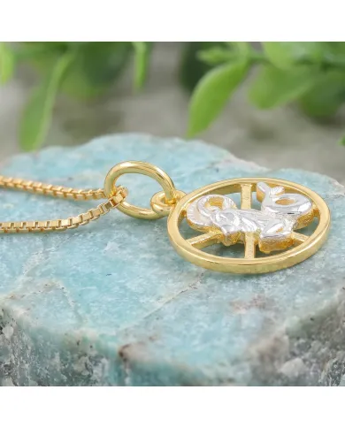 Capricorn Zodiac Sign Pendant 18K Gold Plated Two Tone Silver Jewelry
