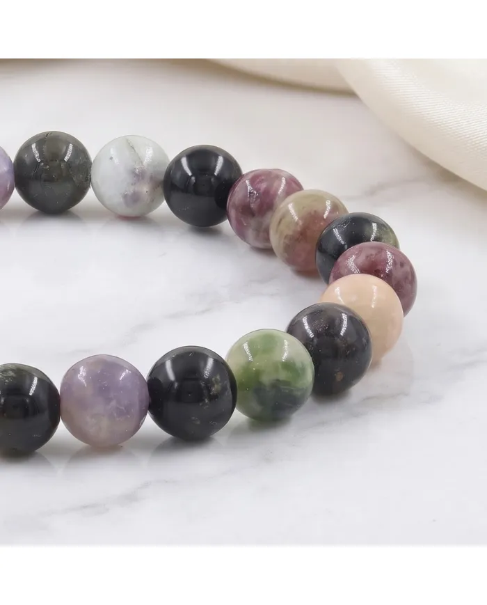 Tourmaline 8mm Beaded Bracelet | Handmade Stretchable Jewelry