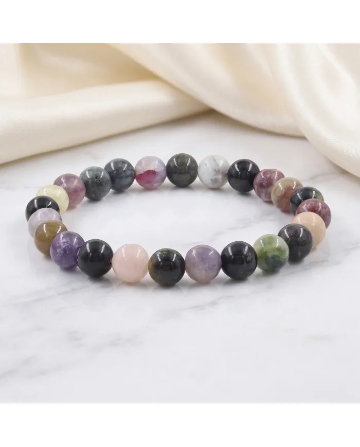 Tourmaline 8mm Beaded Bracelet | Handmade Stretchable Jewelry