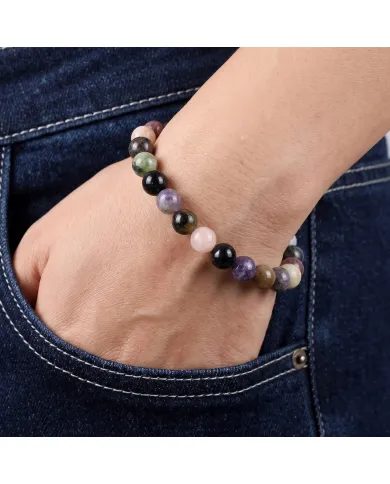 Tourmaline 8mm Beaded Bracelet | Handmade Stretchable Jewelry