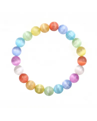 8mm Round Multi-Colour Selenite Beaded Stretch Bracelet for Men & Women