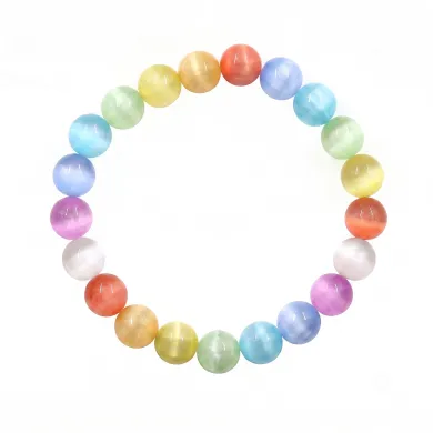 8mm Round Multi-Colour Selenite Beaded Stretch Bracelet for Men & Women