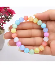 8mm Round Multi-Colour Selenite Beaded Stretch Bracelet for Men & Women