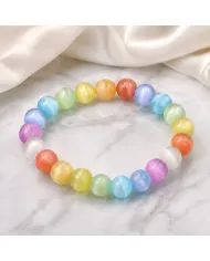 8mm Round Multi-Colour Selenite Beaded Stretch Bracelet for Men & Women