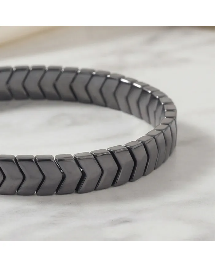 Hematite Stretch Bracelet - Arrowhead Design Jewelry for Men & Women