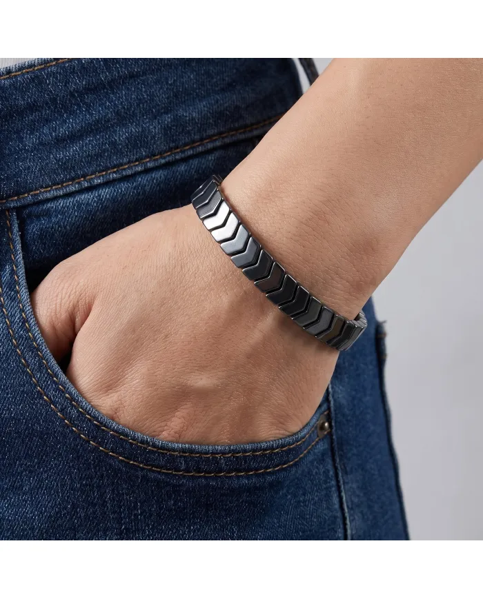 Hematite Stretch Bracelet - Arrowhead Design Jewelry for Men & Women