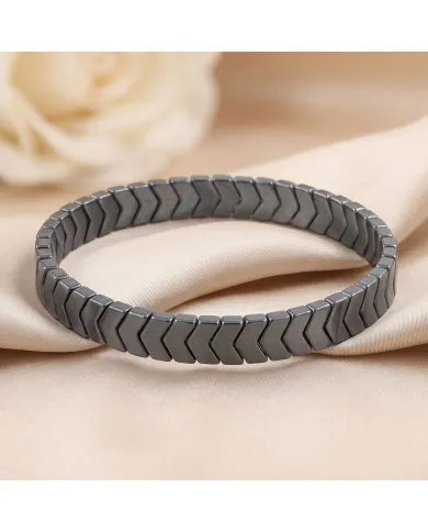Hematite Stretch Bracelet - Arrowhead Design Jewelry for Men & Women