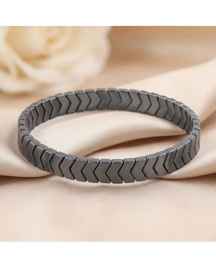 Hematite Stretch Bracelet - Arrowhead Design Jewelry for Men & Women