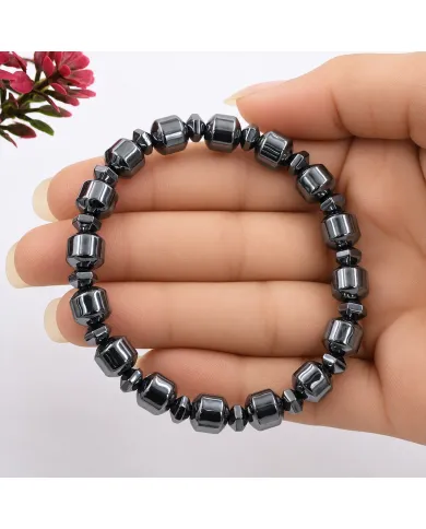 Hematite Beaded Stretch Bracelet for Men & Women