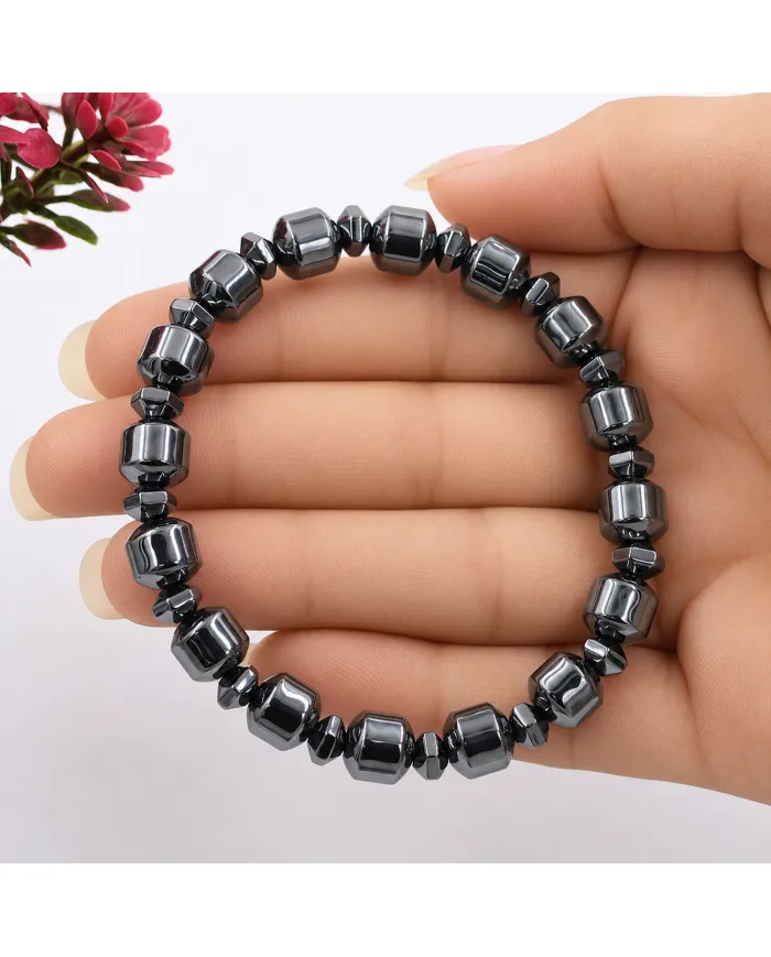 Hematite Beaded Stretch Bracelet for Men & Women