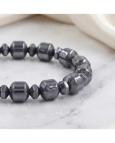 Hematite Beaded Stretch Bracelet for Men & Women