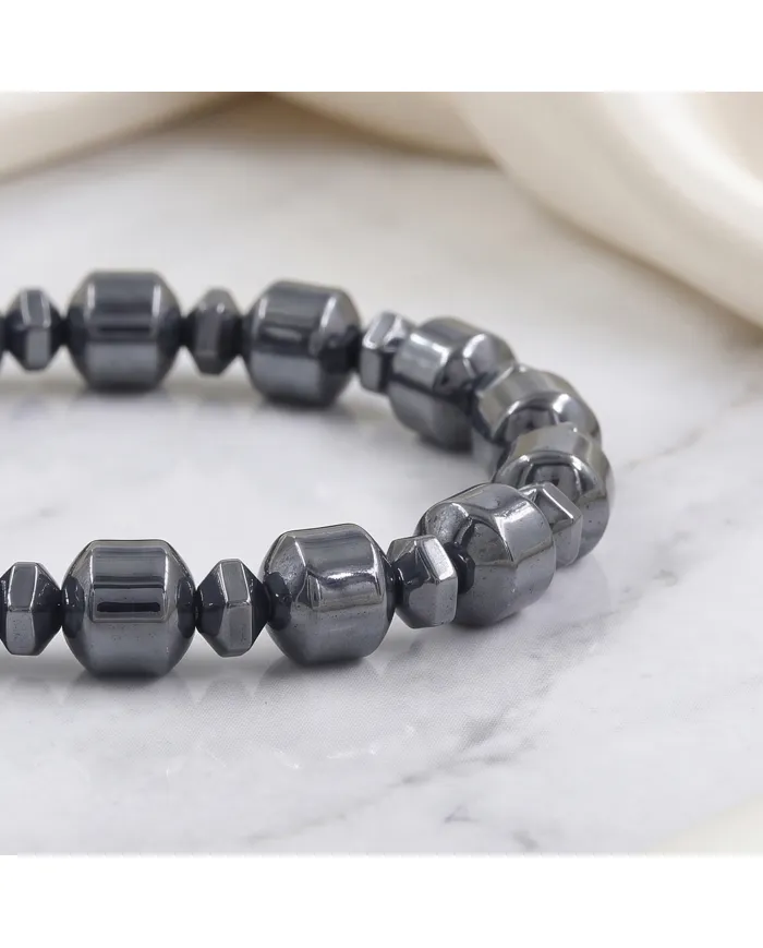 Hematite Beaded Stretch Bracelet for Men & Women