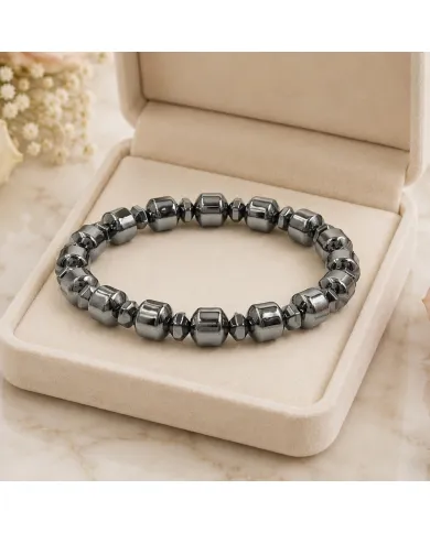 Hematite Beaded Stretch Bracelet for Men & Women