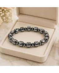Hematite Beaded Stretch Bracelet for Men & Women