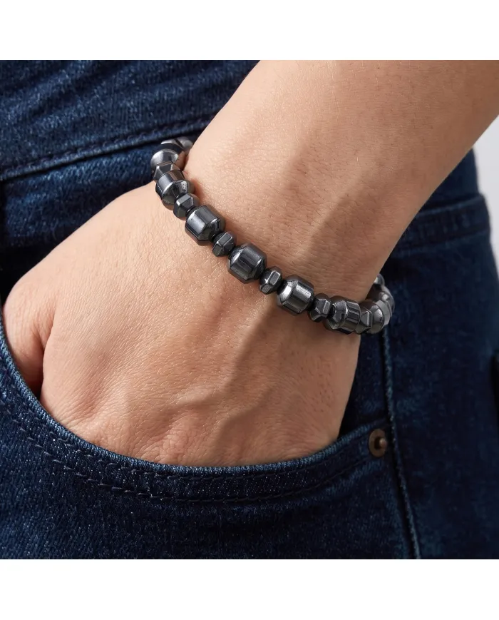 Hematite Beaded Stretch Bracelet for Men & Women